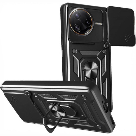 Θήκη Xiaomi Poco F7 Ultra Bodycell Armor Slide Ανθεκτική με Κάλυμμα για την Κάμερα & Μεταλλικό Ring Holder - Black (5206015082832)