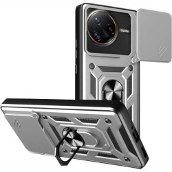 Θήκη Xiaomi Poco F7 Pro Bodycell Armor Slide Ανθεκτική με Κάλυμμα για την Κάμερα & Μεταλλικό Ring Holder - Silver (5206015082825)