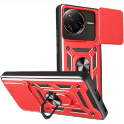 Θήκη Xiaomi Poco F7 Pro Bodycell Armor Slide Ανθεκτική με Κάλυμμα για την Κάμερα & Μεταλλικό Ring Holder - Red (5206015082818)