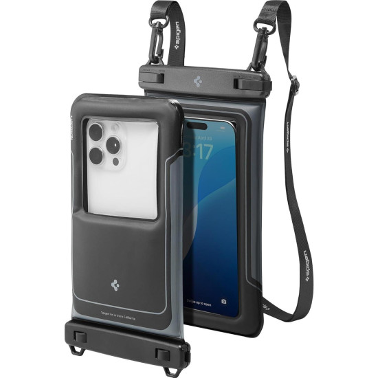 Universal Αδιάβροχη Θήκη Spigen A611P Aqua Shield για Κινητά / Smartphones έως 6.9'' IPX8 2 Τεμάχια - Matte Black (ACS09348)