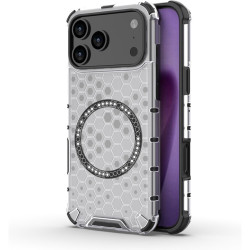 Θήκη iPhone 17 Pro Max Techsuit HoneyComb Shield Σκληρή Ημιδιάφανη με MagSafe - White (5949419290228)