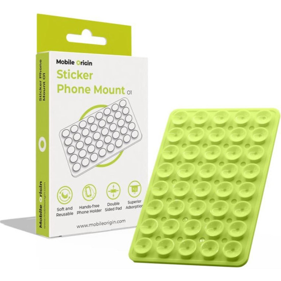 Βάση Στήριξης Mobile Origin Sticker Phone Mount O1 για Κινητά / Smartphones με Βεντούζα από Σιλικόνη - Green (MO-SPM-GRN)