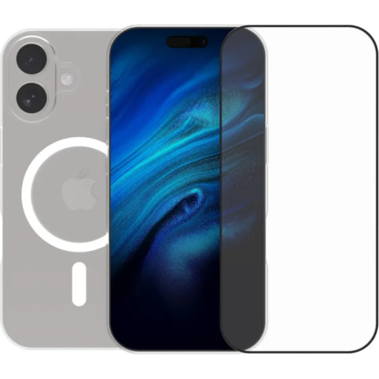 Θήκη & Tempered Glass iPhone 17 Vivid Set MagSafe Hybrid Case Σετ Σκληρή Διάφανη με MagSafe & Full Face Αντιχαρακτικό Γυαλί Προστασίας Οθόνης - Transparent / Black (CS-MGS TR 1-2508001)