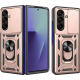 Θήκη Samsung Galaxy Z Fold7 Techsuit CamShield Ανθεκτική με Κάλυμμα για την Κάμερα & Μεταλλικό Ring Holder - Rose Gold (5949419282087)