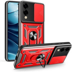 Θήκη Samsung Galaxy S25 Edge Bodycell Armor Slide Ανθεκτική με Κάλυμμα για την Κάμερα & Μεταλλικό Ring Holder - Red (5206015082665)