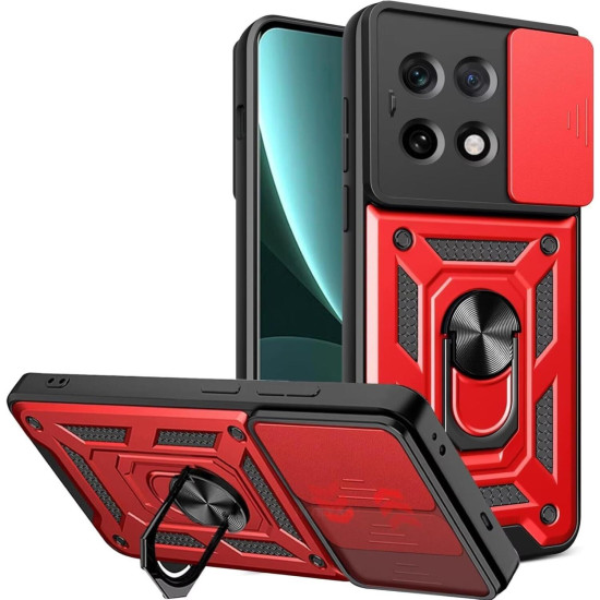 Θήκη OnePlus 13R Bodycell Armor Slide Ανθεκτική με Κάλυμμα για την Κάμερα & Μεταλλικό Ring Holder - Red (5206015082399)