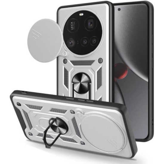 Θήκη Xiaomi 15 Ultra Bodycell Armor Slide Ανθεκτική με Κάλυμμα για την Κάμερα & Μεταλλικό Ring Holder - Silver (5206015082702)