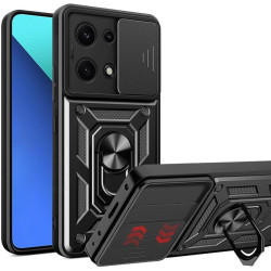 Θήκη Xiaomi Redmi Note 14S Bodycell Armor Slide Ανθεκτική με Κάλυμμα για την Κάμερα & Μεταλλικό Ring Holder - Black (5206015082719)