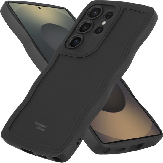 Θήκη Samsung Galaxy S25 Ultra HappyCase Wavy Σιλικόνης - Black (8719246478109)