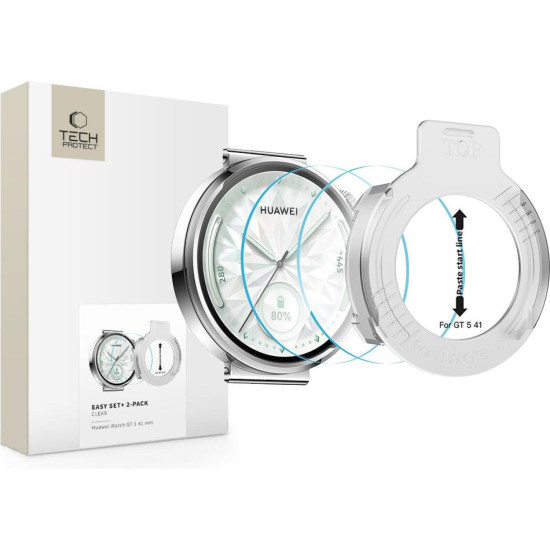 Tempered Glass Huawei Watch GT 5 41mm Tech-Protect Easy Set+ Αντιχαρακτικό Γυαλί Προστασίας Οθόνης 2 Τεμάχια - Clear (5906302318940)