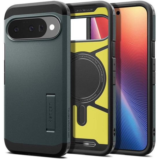 Θήκη Google Pixel 10 / 10 Pro Spigen Tough Armor AI MagFit Ανθεκτική με MagSafe Qi2 & KickStand - Abyss Green (ACS09707)