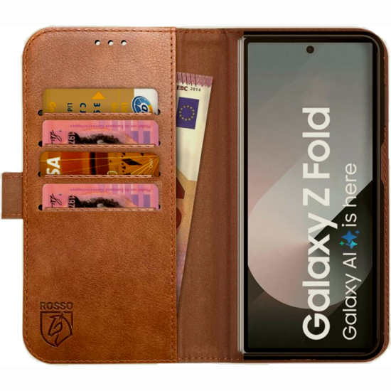 Θήκη Samsung Galaxy Z Fold7 Rosso Deluxe Δερμάτινη Πορτοφόλι - Brown (8719246482250)