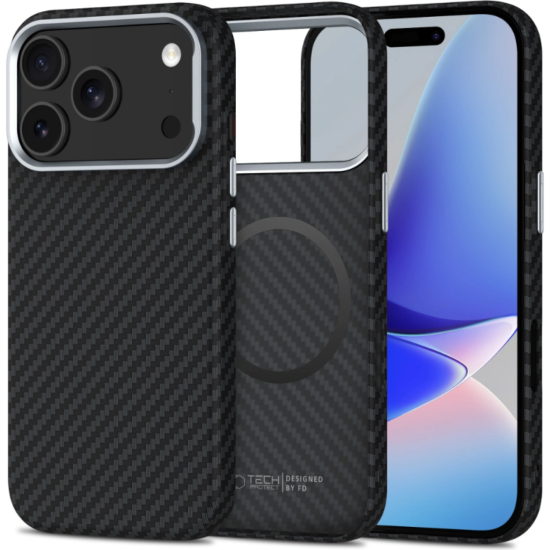 Θήκη iPhone 17 Pro Tech-Protect Ion Carbon Σκληρή με MagSafe - Black / Silver (5906302330355)