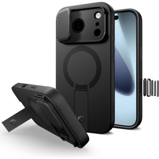 Θήκη iPhone 17 Pro Tech-Protect Kevlar Aura με MagSafe & Κάλυμμα για την Κάμερα - Black (5906302331673)