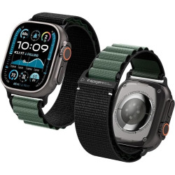 Λουράκι Apple Watch Ultra/SE/11/10/9/8/7/6/5/4 (49/46/45/44mm) Spigen WBF1 Υφασμάτινο - Black / Green (AMP10223)