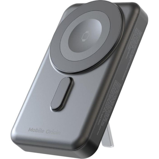 PowerBank Mobile Origin PB11 με Ασύρματη Φόρτιση MagSafe 15W / KickStand / Ενσωματωμένα Καλώδια Type-C & Lightning και 1 x Θύρα Type-C 20W 10.000mAh - Black (MO-WMP-PB11)