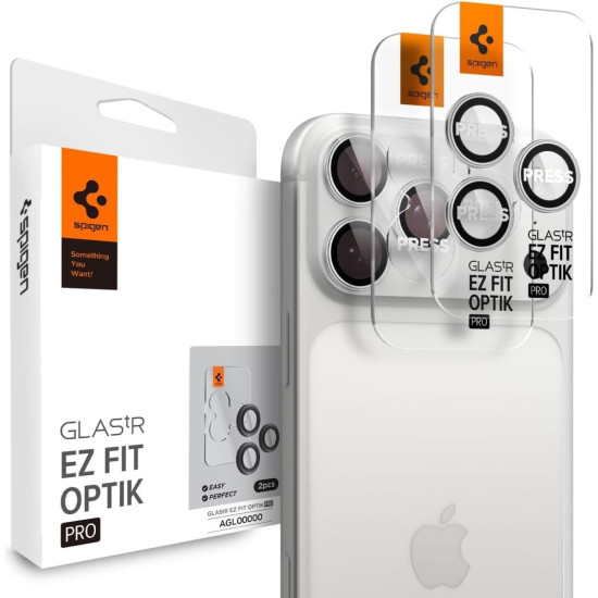 Tempered Glass iPhone 17 Pro / 17 Pro Max / 16 Pro / 16 Pro Max / 15 Pro / 15 Pro Max / 14 Pro / 14 Pro Max Spigen GLAS.tR EZ Fit OPTIK Pro Camera Lens Protector Αντιχαρακτικό Γυαλί Προστασίας για Φακό Κάμερας 2 Τεμάχια - Silver (AGL10124)