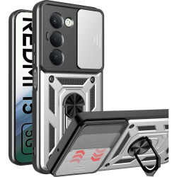 Θήκη Xiaomi Redmi 15 5G Bodycell Armor Slide Ανθεκτική με Κάλυμμα για την Κάμερα & Μεταλλικό Ring Holder - Silver (5206015084317)