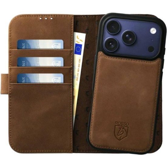 Θήκη iPhone 17 Pro Max Rosso Elite Δερμάτινο Πορτοφόλι με MagSafe - Brown (8719246484728)