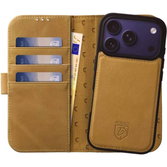 Θήκη iPhone 17 Pro Max Rosso Elite Δερμάτινο Πορτοφόλι με MagSafe - Light Brown (8719246484735)