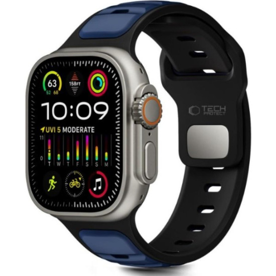Λουράκι Apple Watch Ultra/SE/11/10/9/8/7/6/5/4 (49/46/45/44mm) Tech-Protect Iconband Line Σιλικόνης - Black / Navy (5906302333448)