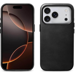 Θήκη iPhone 17 Pro iCarer Leather Back Case With Camera Button Δερμάτινη με MagSafe - Black (WMI17250703-BN)