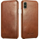Θήκη iPhone X / XS iCarer Vintage Series Curved Edge Flip Δερμάτινη - Brown (RI804-BN)