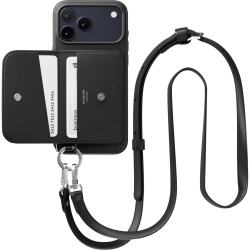 Θήκη iPhone 17 Pro Max MagEasy Pouch M με MagSafe / Αποσπώμενο Πορτοφόλι & Λουράκι Λαιμού - Black (MPH17M264BK25)