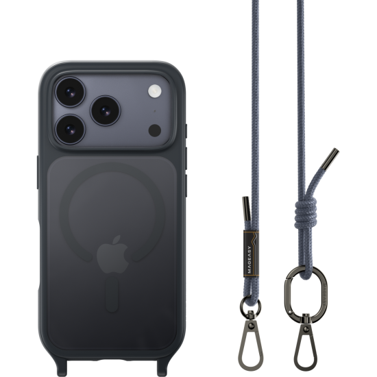 Θήκη iPhone 17 Pro MagEasy Roam M Ανθεκτική Διάφανη με MagSafe & Αποσπώμενο Λουράκι Λαιμού - Midnight / Riverside Blue (MPH17P165MR25)