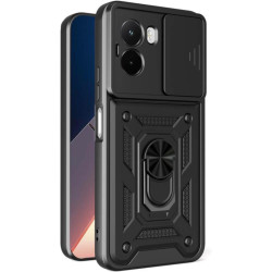 Θήκη Xiaomi Poco M7 4G Bodycell Armor Slide Ανθεκτική με Κάλυμμα για την Κάμερα & Μεταλλικό Ring Holder - Black (5206015084386)