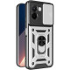 Θήκη Xiaomi Poco M7 4G Bodycell Armor Slide Ανθεκτική με Κάλυμμα για την Κάμερα & Μεταλλικό Ring Holder - Silver (5206015084409)