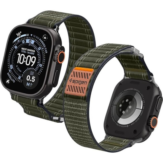 Λουράκι Apple Watch Ultra/SE/11/10/9/8/7/6/5/4 (49/46/45/44mm) Spigen WBF0 Υφασμάτινο - Green (AMP10142)