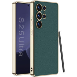 Θήκη Samsung Galaxy S25 Ultra Bodycell Plating Leather Backcover Σκληρή με TPU Bumper - Green (5206015084089)