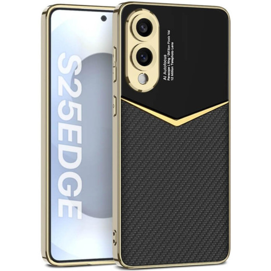 Θήκη Samsung Galaxy S25 Edge Bodycell Jazz Leather Backcover Σκληρή με TPU Bumper - Carbon Black (5206015083907)