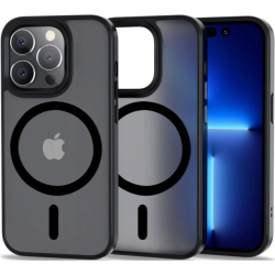 Θήκη iPhone 15 Pro Max Bodycell MagSafe Backcover Σκληρή Ημιδιάφανη με MagSafe - Matte Black (5206015083754)