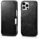Θήκη iPhone 16 Pro iCarer Vintage Series Side-Open Flip Σκληρή Δερμάτινη με MagSafe - Black (WMI16240714-BK)