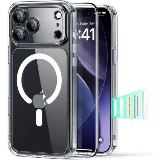 Θήκη & Tempered Glass iPhone 17 Pro ESR Classic Hybrid Magnetic Set Ανθεκτική με MagSafe & Full Face Αντιχαρακτικό Γυαλί Προστασίας Οθόνης - Clear (4894240289068)