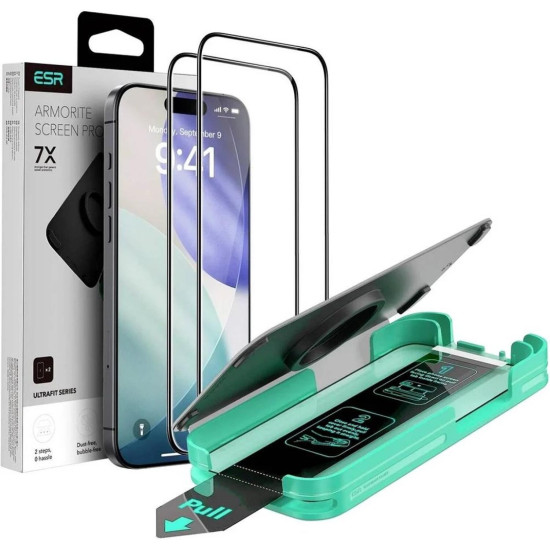 Tempered Glass iPhone 17 Pro Max ESR UltraFit Armorite Full Face Αντιχαρακτικό Γυαλί Προστασίας Οθόνης 2 Τεμάχια - Black (4894240288122)