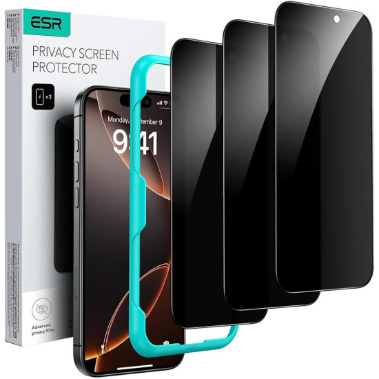 Tempered Glass iPhone 17 / 16 Pro ESR Classic Privacy Full Face Αντιχαρακτικό Γυαλί Προστασίας Απορρήτου Οθόνης 3 Τεμάχια - Black (4894240258750)