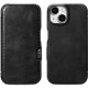 Θήκη iPhone 15 iCarer Vintage Series Side-Open Flip Σκληρή Δερμάτινη με MagSafe - Black (WMI15230613-BK)