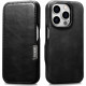 Θήκη iPhone 15 Pro iCarer Vintage Series Side-Open Flip Σκληρή Δερμάτινη με MagSafe - Black (WMI15230614-BK)