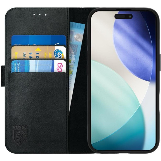 Θήκη iPhone 17 Pro Rosso Deluxe Δερμάτινο Πορτοφόλι - Black (8719246484315)