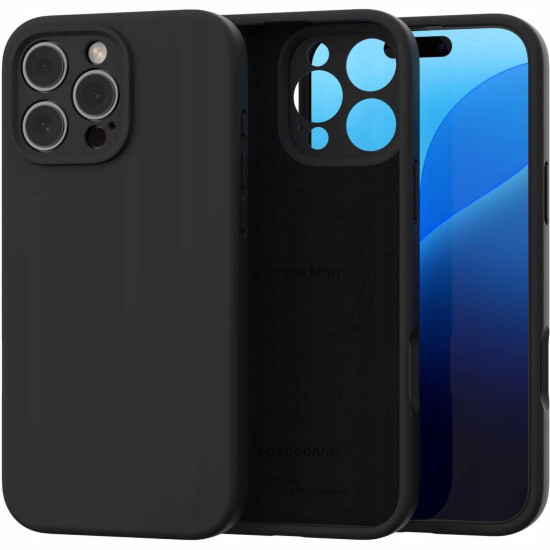 Θήκη iPhone 16 Pro Max Spacecase Silicone Mag Case Σιλικόνης με MagSafe - Black (5905719137939)