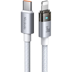 Καλώδιο Mcdodo Type-C σε Lightning για Φόρτιση & Μεταφορά Δεδομένων με LED 120cm 36W - White (CA-6942)