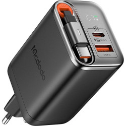 Φορτιστής Mcdodo FreeGo GaN Τοίχου με Θύρες 1 x Type-C / 1 x USB-A & Πτυσσόμενο Καλώδιο Type-C 65cm 67W - Black (CH-4100)
