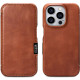 Θήκη iPhone 15 Pro iCarer Vintage Series Side-Open Flip Σκληρή Δερμάτινη με MagSafe - Retro Brown (WMI15230614-SN)