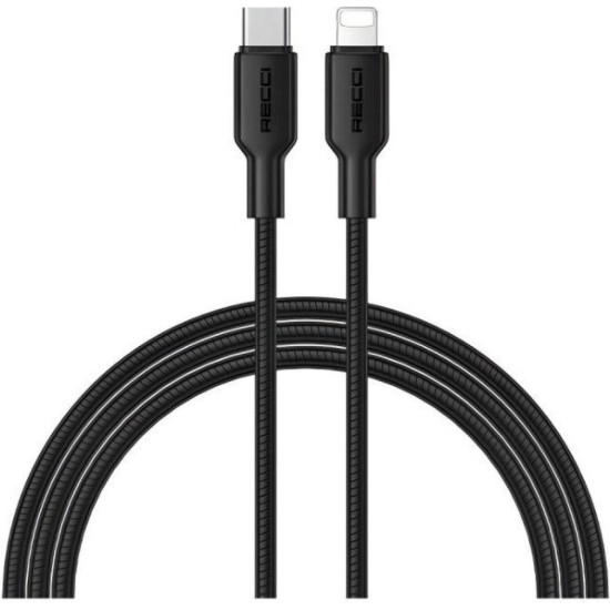 Καλώδιο Recci RS46CL Type-C σε Lightning Φόρτισης & Μεταφοράς Δεδομένων 120cm 30W - Black (6955482535868)