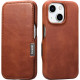 Θήκη iPhone 15 iCarer Vintage Series Side-Open Flip Σκληρή Δερμάτινη με MagSafe - Retro Brown (WMI15230613-SN)