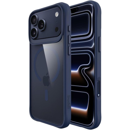 Θήκη iPhone 17 Pro Max Buddi Hybrid Σκληρή Διάφανη με MagSafe - Transparent / Blue (8719246492570)