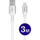 Καλώδιο Buddi Flex Φόρτισης & Μεταφοράς Δεδομένων USB-A σε Lightning 300cm 12W 5 Έτη Εγγύηση - White (8719246497476)